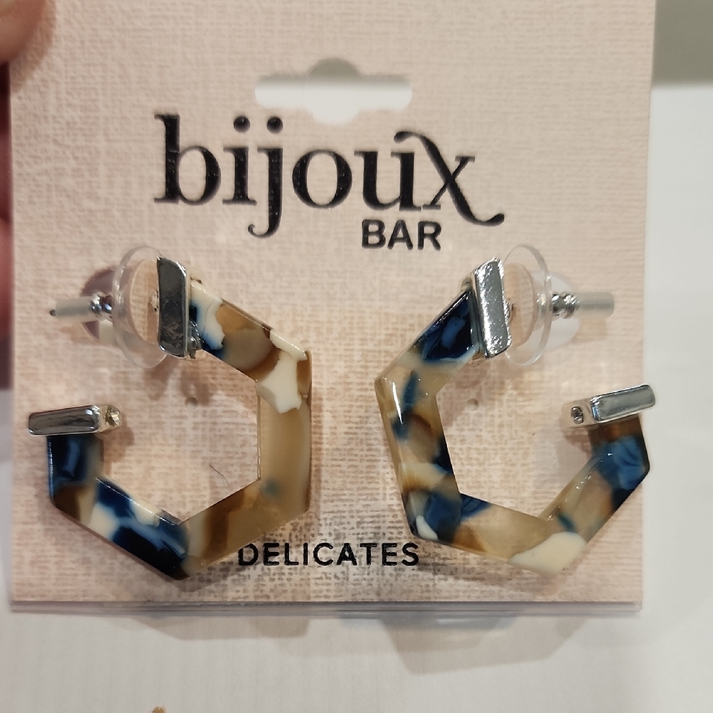 Bijoux Bar Geometric Earrings - Blue and Brown